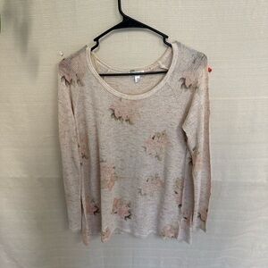 Charming Charlie Beige Floral Long Sleeve Top